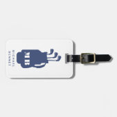 Modern Blue Golf Sport Monogram ラゲッジタグ (正面横)