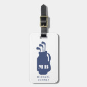 Modern Blue Golf Sport Monogram ラゲッジタグ (正面縦)