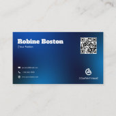 Modern Blue Gradient Business Card with QR Code 名刺 (正面)