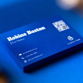 Modern Blue Gradient Business Card with QR Code 名刺