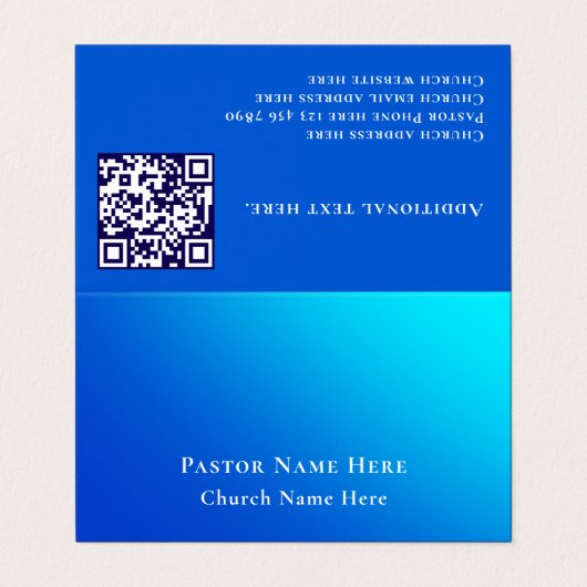 Modern Blue Gradient Custom Text QR Code Pastor 名刺 (外部フラット)