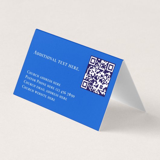 Modern Blue Gradient Custom Text QR Code Pastor 名刺 (裏面)