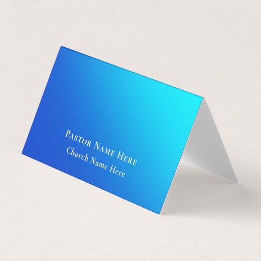 Modern Blue Gradient Custom Text QR Code Pastor 名刺 (正面)