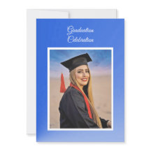 Modern Blue Gradient Grad Party Invitation - photo