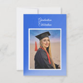 Modern Blue Gradient Grad Party Invite Enclosure カード (正面)