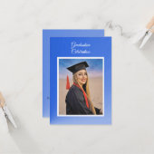 Modern Blue Gradient Grad Party Invite Enclosure カード (正面/裏面インサイチュ)