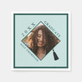 Modern Blue Graduation Cap Photo スタンダードカクテルナプキン (正面)