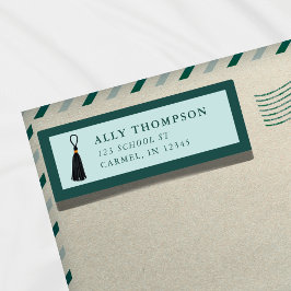 Modern Blue Graduation Cap Tassel ラベル