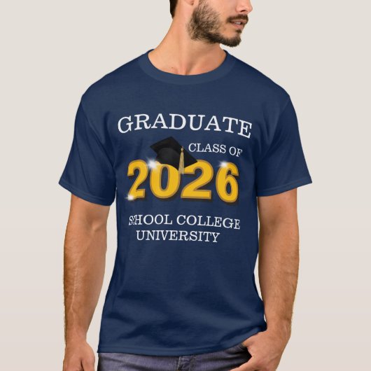 Modern Blue Graduation Class 2026 Keepsake Tシャツ (正面)