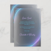 Modern Blue Gray Purple Electric Neon Glow Wedding サンキューカード (正面/裏面)