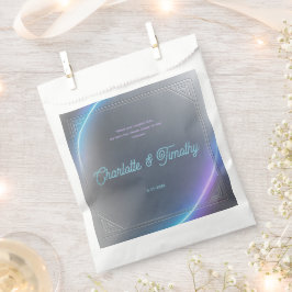 Modern Blue Gray Purple Electric Neon Glow Wedding フェイバーバッグ