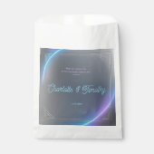 Modern Blue Gray Purple Electric Neon Glow Wedding フェイバーバッグ (正面)