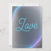 Modern Blue Gray Purple Electric Neon Glow Wedding 招待状 (裏面)