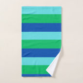 Modern Blue Green and Azure Striped Towel Set バスタオルセット (ハンドタオル)