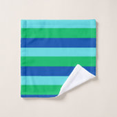 Modern Blue Green and Azure Striped Towel Set バスタオルセット (ウォッシュタオル)