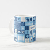 Modern Blue Hanukkah Symbols Mug コーヒーマグカップ (正面左)