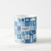 Modern Blue Hanukkah Symbols Mug コーヒーマグカップ (中央)