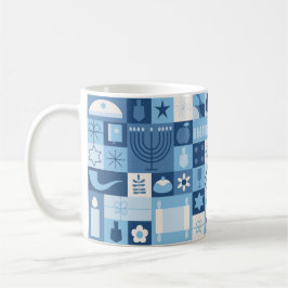 Modern Blue Hanukkah Symbols Mug コーヒーマグカップ