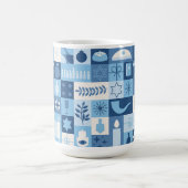 Modern Blue Hanukkah Symbols Mug コーヒーマグカップ (中央)