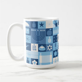Modern Blue Hanukkah Symbols Mug コーヒーマグカップ