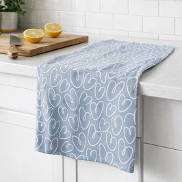 Modern Blue Heart キッチンタオル