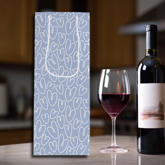 Modern Blue Heart ワインギフトバッグ
