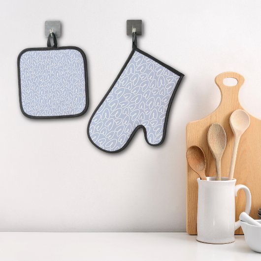 Modern Blue Heart 鍋つかみ&鍋敷きセット