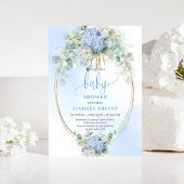 Modern Blue Hydrangea Baby Shower Invitation 招待状