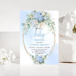 Modern Blue Hydrangea Baby Shower Invitation 招待状