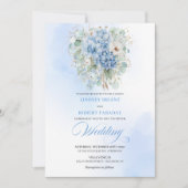 Modern Blue Hydrangea Botanical Wedding Invitation 招待状 (正面)