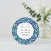 Modern Blue Hydrangea Round Wedding Invitation サンキューカード (スタンド正面)
