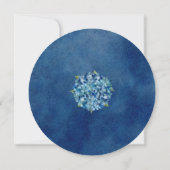 Modern Blue Hydrangea Round Wedding Invitation サンキューカード (裏面)