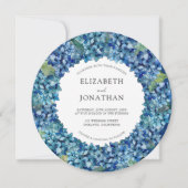 Modern Blue Hydrangea Round Wedding Invitation サンキューカード (正面)