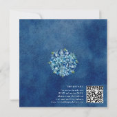 Modern Blue Hydrangeas Stripe RSVP QR Code Wedding 招待状 (裏面)