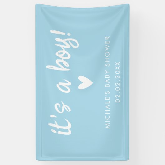 Modern Blue it's a BOY Baby Shower 横断幕 (縦)