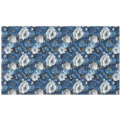 Modern Blue Ivory Floral Decorative Tablecloth テーブルクロス (正面(横))
