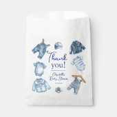 Modern Blue Jean Baby Denim Themed Baby Shower フェイバーバッグ (正面)