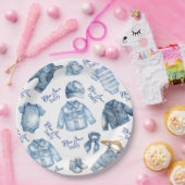 Modern Blue Jean Baby Denim Themed Baby Shower ペーパープレート (パーティー)