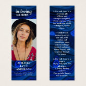 Modern Blue Marble Memorial Poem Funeral Bookmark (正面&裏面)
