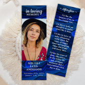 Modern Blue Marble Memorial Poem Funeral Bookmark