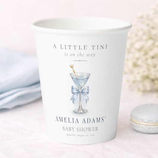 Modern Blue Martini Boy Baby Shower Party 紙コップ