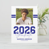 Modern Blue Masculine Photo Graduation 案内状 (スタンド正面)