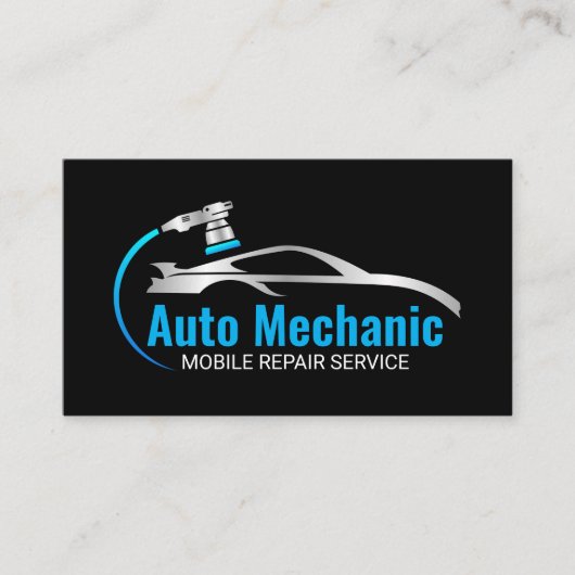 Modern Blue Mechanic Automotive Service 名刺 (正面)