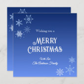  Modern Blue Merry Christmas Snowflakes シーズンカード (正面/裏面)