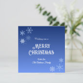  Modern Blue Merry Christmas Snowflakes シーズンカード (スタンド正面)