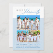 Modern blue “Merry Moments” Multi-Photo family シーズンカード (正面)