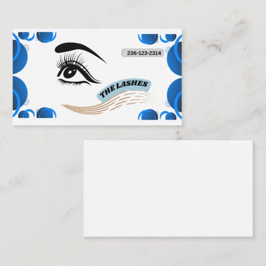Modern Blue Minimalist Eye Illustration Lash 名刺 (正面/裏面)