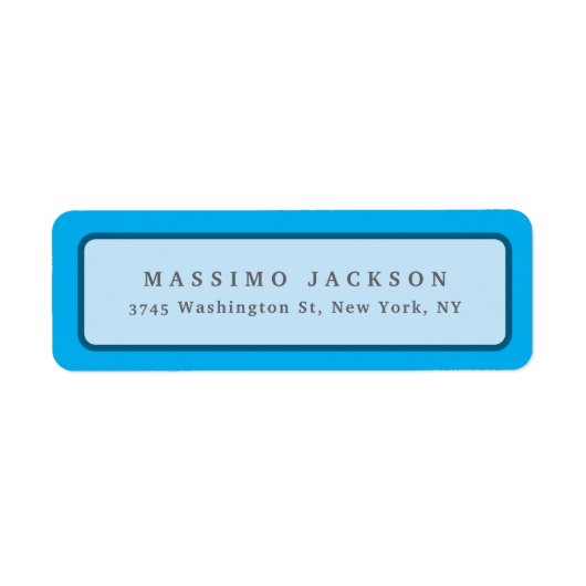 Modern Blue Minimalist Plain Elegant Name Custom ラベル (正面)