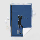 Modern Blue Monogram Golf Towel For Men ゴルフタオル (インサイチュ)