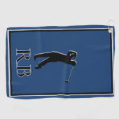 Modern Blue Monogram Golf Towel For Men ゴルフタオル (横)